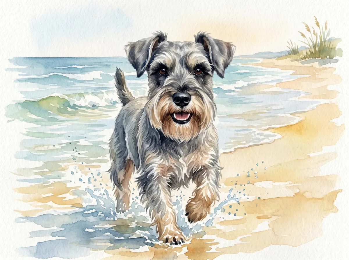 Miniature Schnauzer watercolor calendar month 6